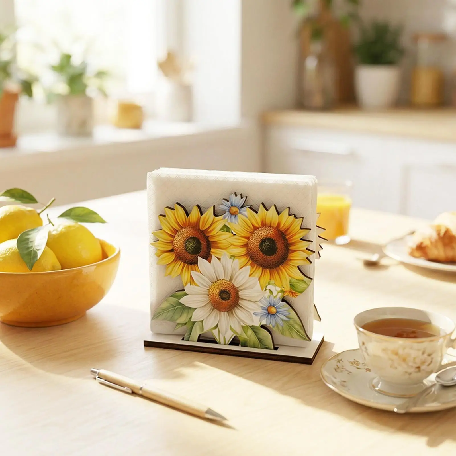 

Napkin Holder 3 Piece Wooden Flower Shaped Tissue Paper Dispenser Holders for Paper Napkins for Restaurant Kitchen Party Bar