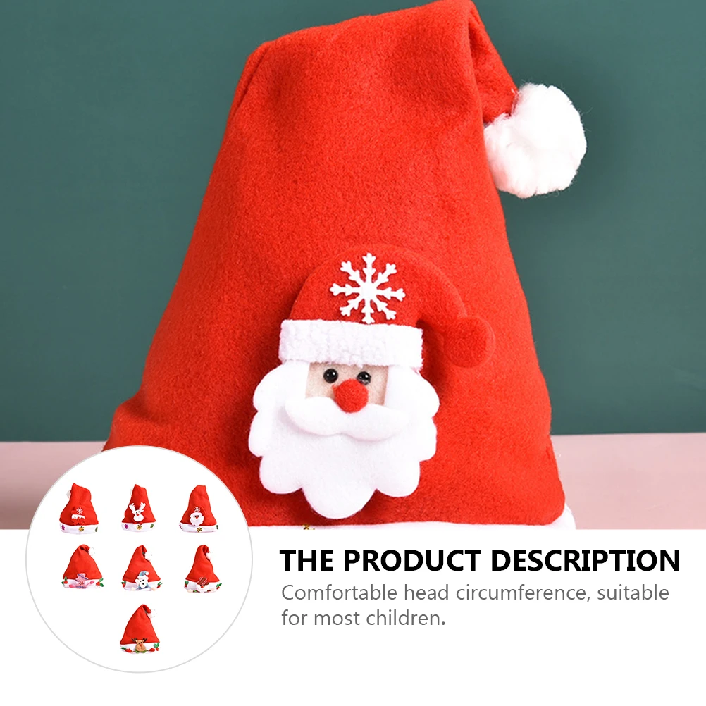 

7Pcs Children's Santa Kids Xmas Hat Party Claus Costume Cloth Winter Christmas Santa Hat Holiday Cosplay Theme