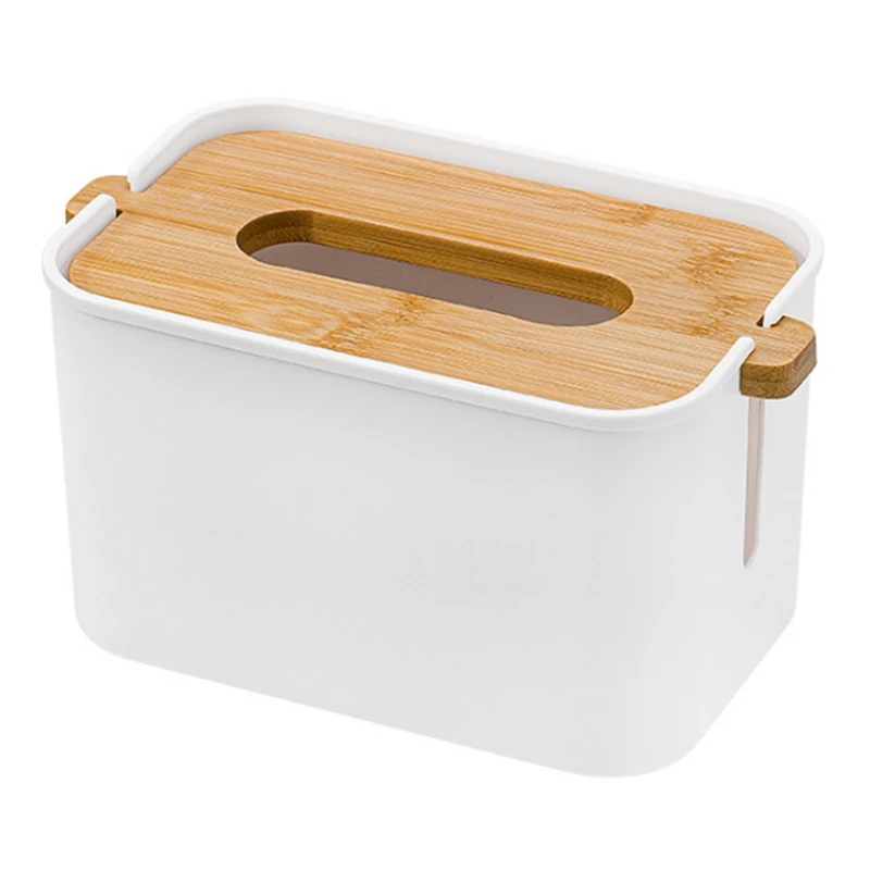 

Home Kitchen Wooden Plastic Tissue Box Desktop Tissue Box Household Bamboo Lid Lifting Tissue Box