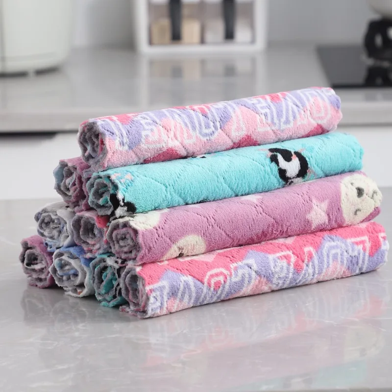 New Microfiber Cleaning Cloth Kitchen Towel Set Dish Towel for Kitchen Items Household Tools Dish Washing Cloth Absorbent Rags