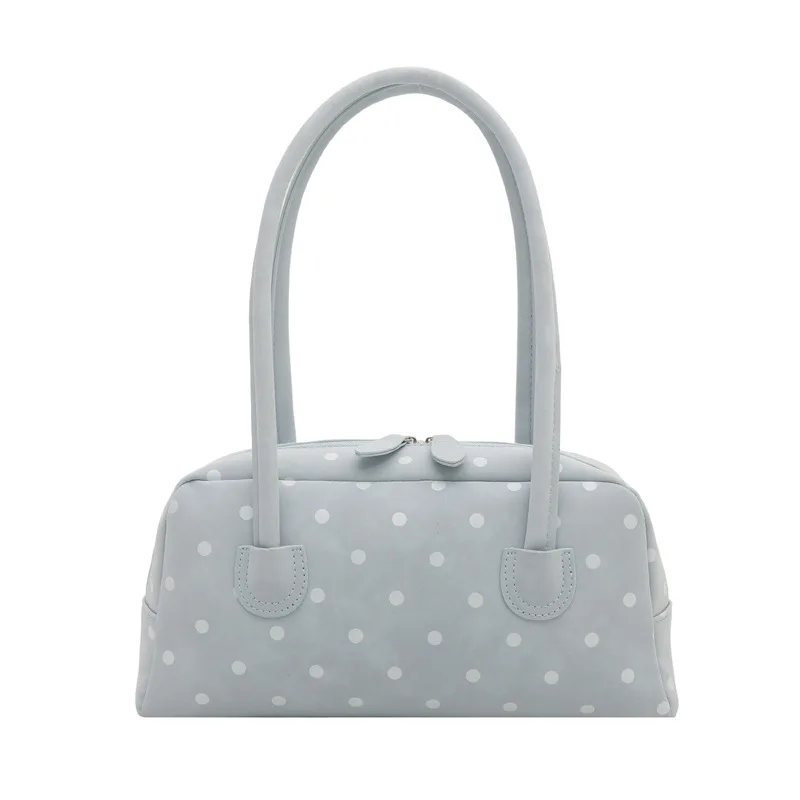 Retro Polka Dot Shoulder Underarm Bags for Women Simple Portable Ladies Bowling Bag Versatile Large Capacity Female Handbag view 6