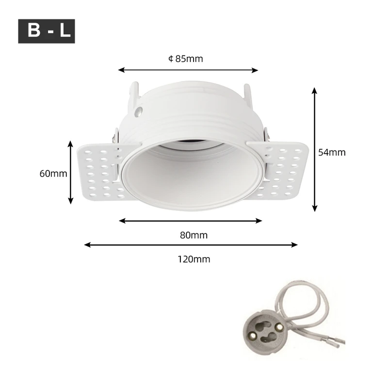 DL013 Trimless Pleisterwerk LED Downlight Beugel Verstelbare Inbouw Plafondspot Frame Socket GU10/MR16 Lamphouder Fitting - afbeelding 1