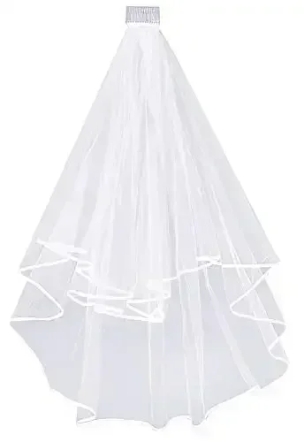 Wedding Veil Ribbon Edge with Comb Women's Bridal Veil for Wedding Party