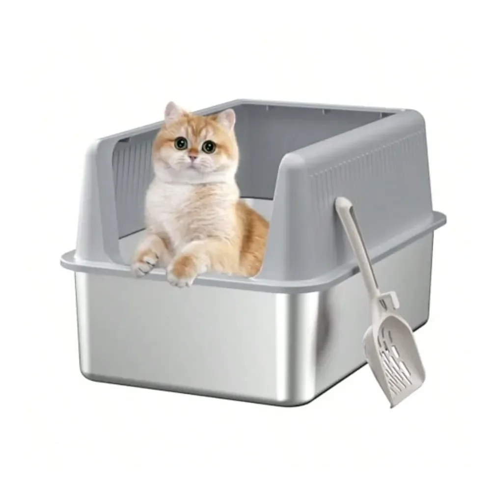

Cat Litter Box Litter Box Cat AccessoriesSteel Cat Litter Box With LidXL 19.7 L X 13.8 W X 11.8 H Deep Large Metal Litter Box Wi