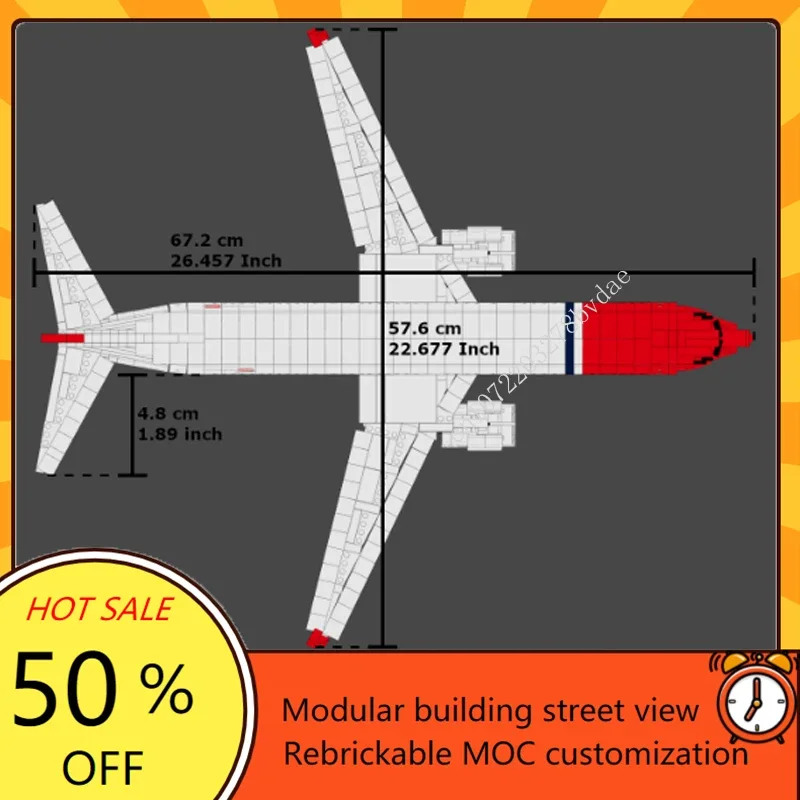 2128PCS Scale 1:51 MOC Building Blocks Delta B737 Plane Boeing Airbus Model Architecture Education Assembly Model Toys Gifts