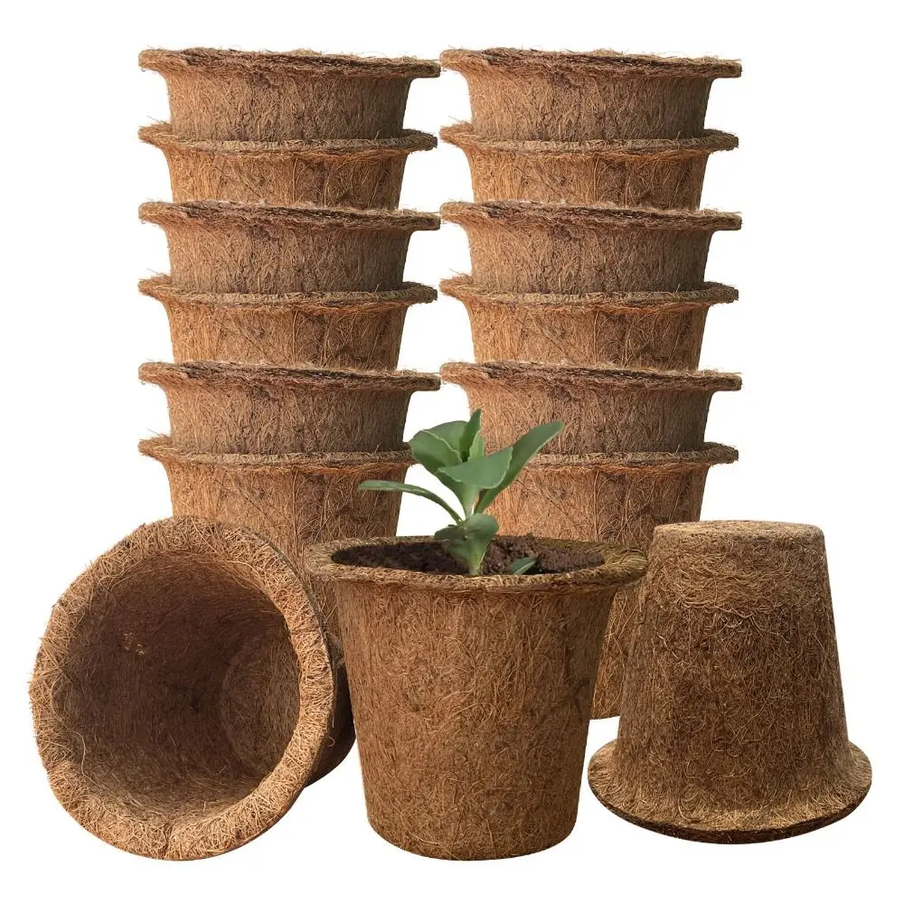 

3pcs Natural Plant Seedling Cups Biodegradable Coconut Fiber Nursery Pots Breathable Plant Containers Pots Promoting Growth