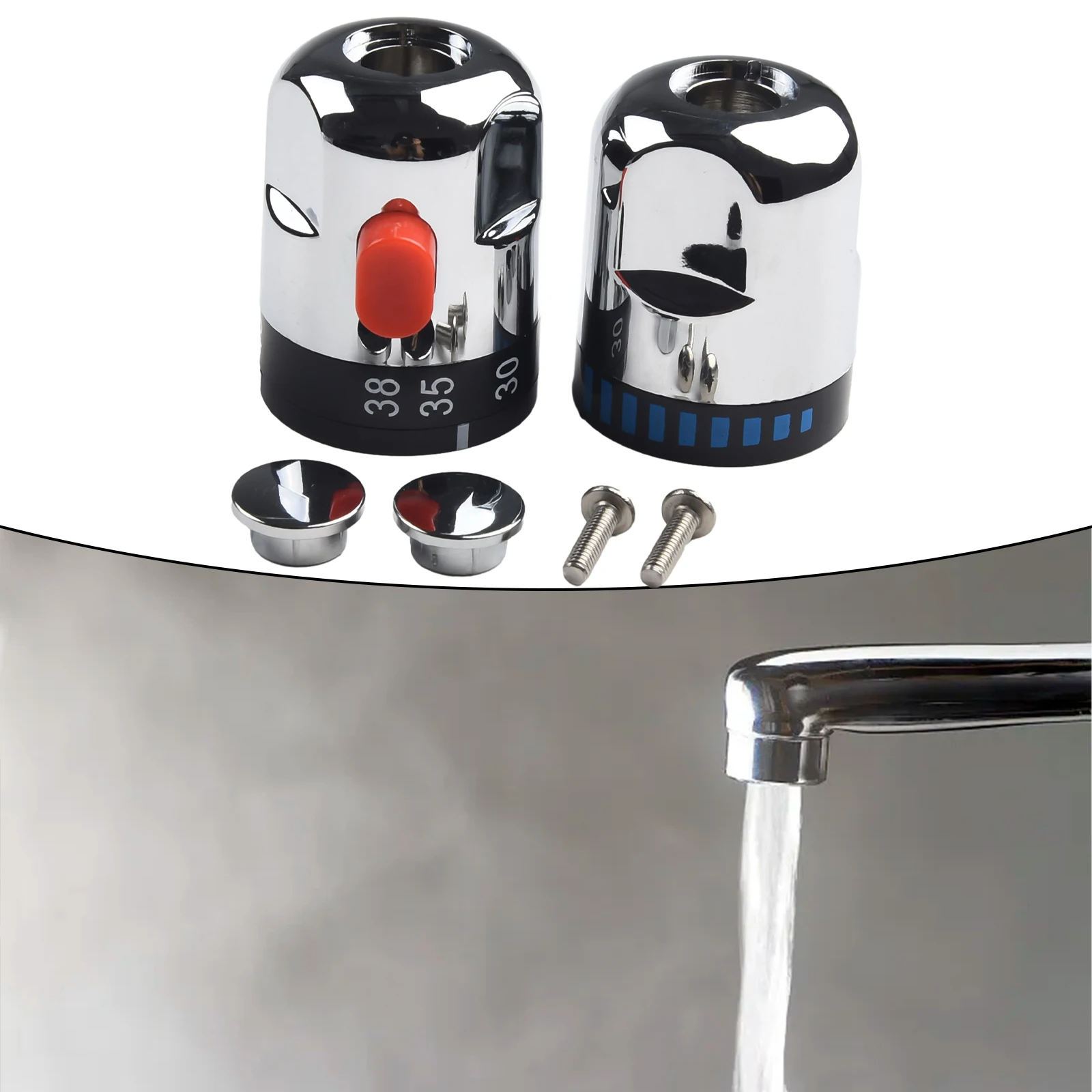 2PCS Thermostatic Mix Valve Water Control Handles Combo Solar Thermostatic Valve Replacement For Bath Shower Mixer Taps