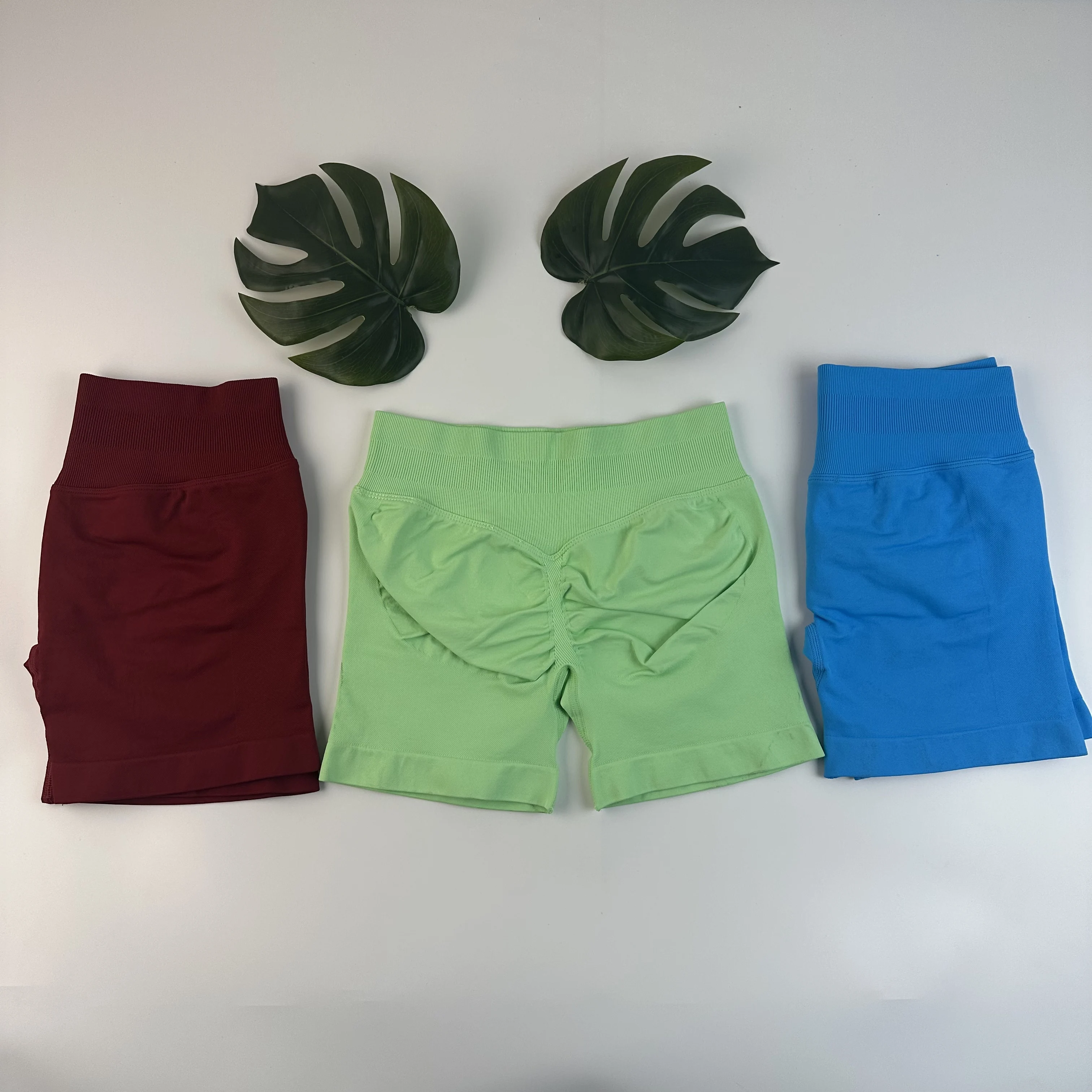 Yoga Shorts Low Ribbed Waist Band Yoga Shorts Seamless Scrunch Bum Workout Gym Shorts Booty Hight Stretch Running Shorts