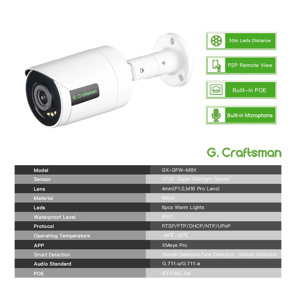 Full Color POE IP Camera F1.0 Lens 1/1.8 Super Sensor Security CCTV H.265AI Waterproof Audio Video Surveillance ColorVu