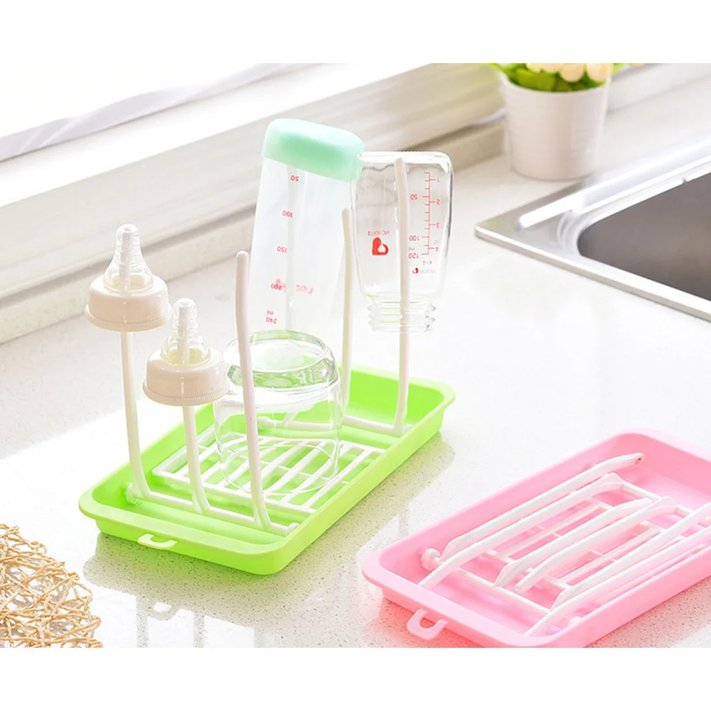

Foldable Baby Bottle Drying Rack Pink PP Material Nipples Sippy Cups Countertop Dryer Holder for Baby Toddler Infants