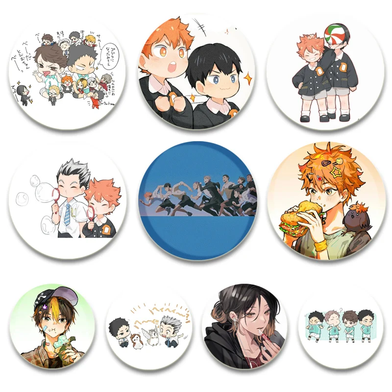 Anime Haikyuu!! Enamel Pins Lapel Pins Shoyo Hinata Tobio Kageyama Daichi Sawamura Sugawara Koushi Cartoon Badge Bag Accessories