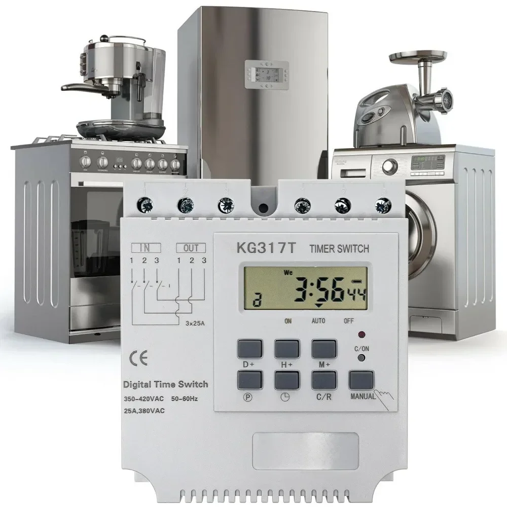 Display LCD Orologio timer trifase programmabile digitale intelligente, interruttore relè temporizzato 380 V per pompa acqua microcomputer