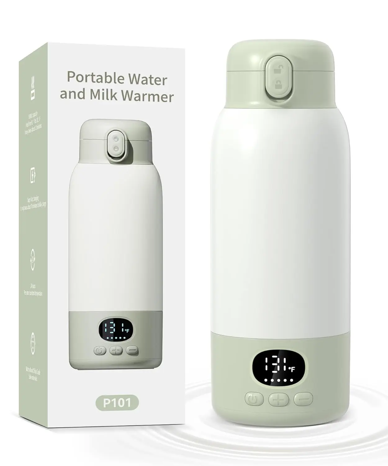 Portable Electric Heated Water Bottle 500ml Digital Display USB Rechargeable 55℃ Constant Temperature Large Battery Travel Picnic Baby Milk Warming Cup