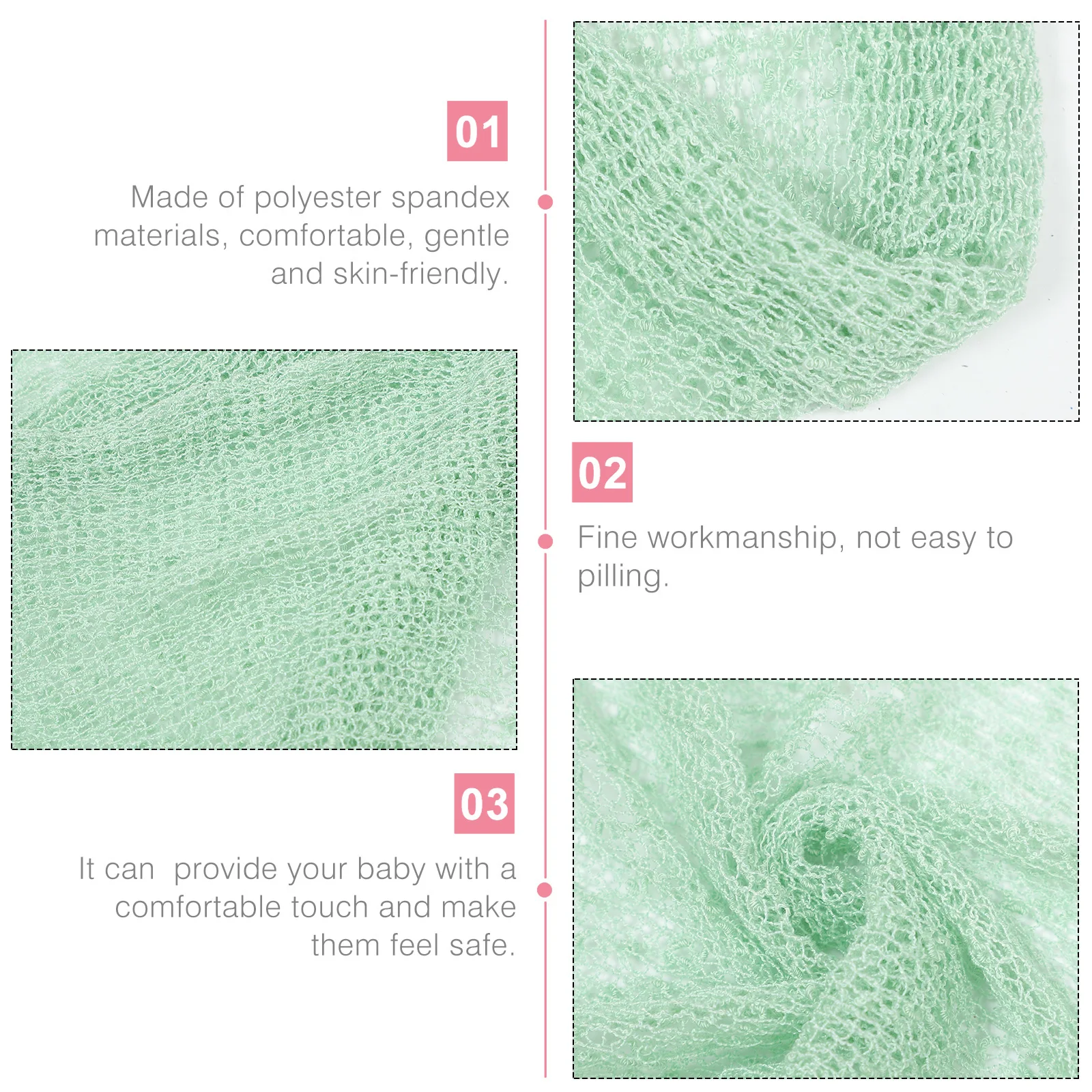 

Mint Green Newborn Wraps Baby Girl Boy Photo Props Swaddle Long Stretchy Knit Blanket Photography DIY Requisiten