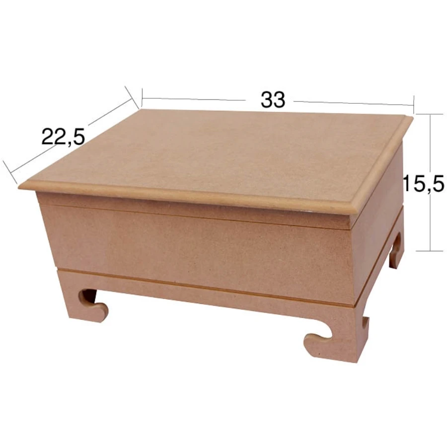 KU368 Big Pence Toe Box, Unpainted Raw Wood Mdf Box