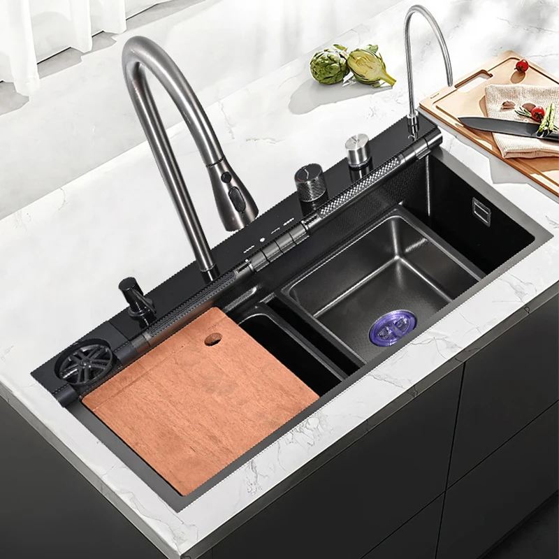 

Kitchen dragon fish sink light luxury large sink deepened and thickened household washing dishes and vegetables multifunctional