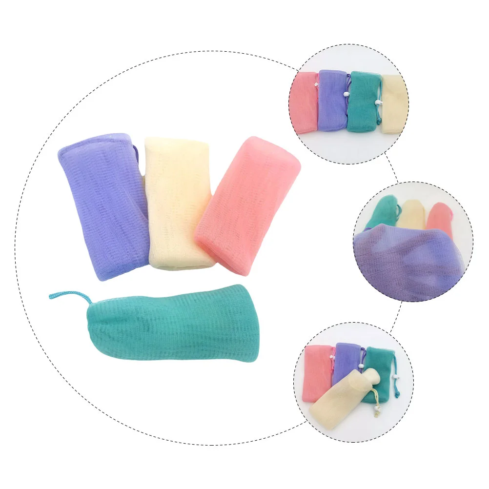 4 Pcs Soap Foaming Mesh Bag Small Bar Exfoliating Pouch Bags for Bars Sleeve Colored Crawl