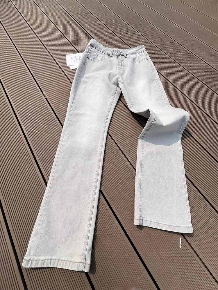 

American Sle Men's Wide Leg Jeans Clean Fit Straight Tube Pants High Street Vibe Slimming Effect Water Waed Casual Jeans