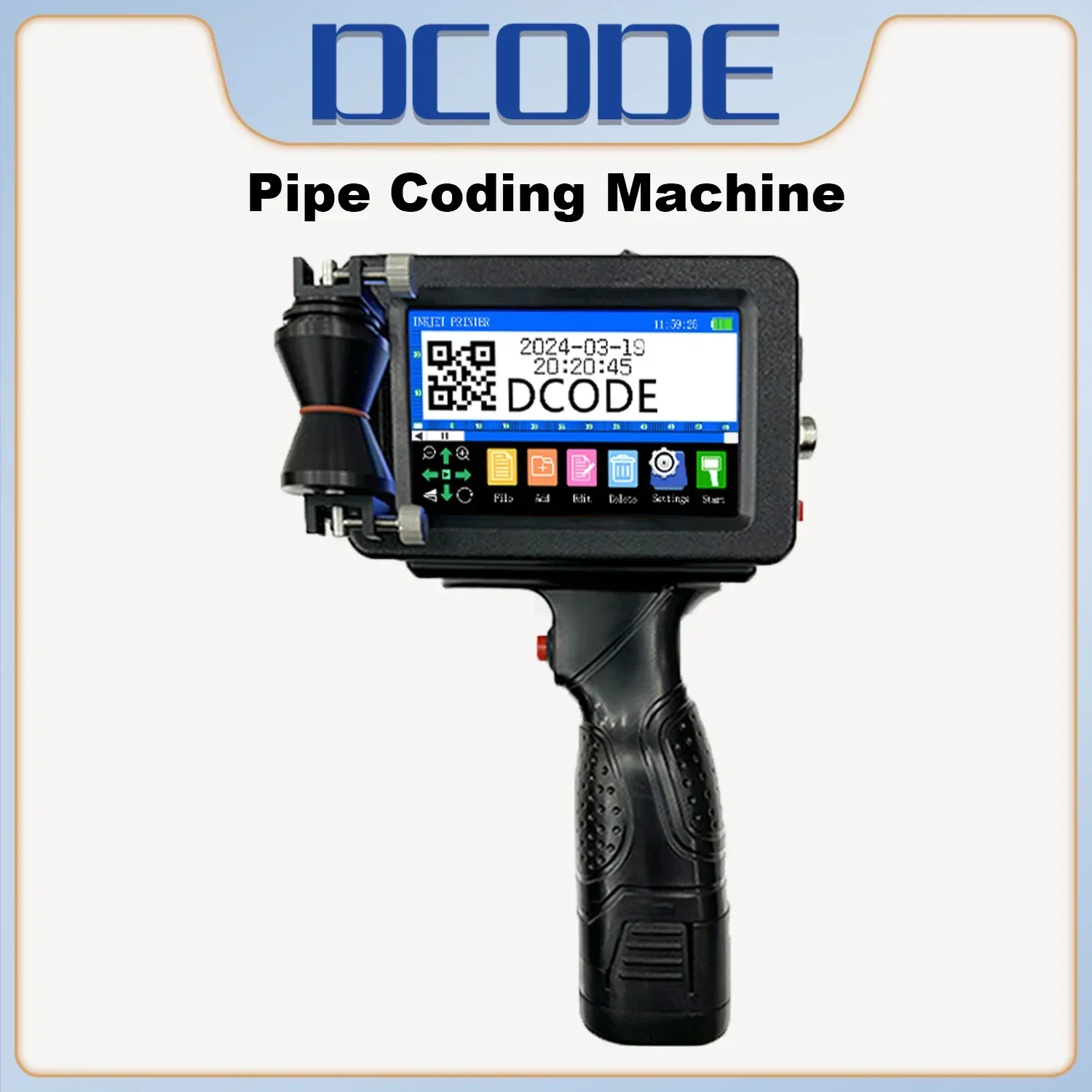 DCODE 1760PLUS-2 12.7MM Thermal Inkjet Printer for Pipe Cable Portable Text QR Barcode Batch Number Logo Label Coding Machine