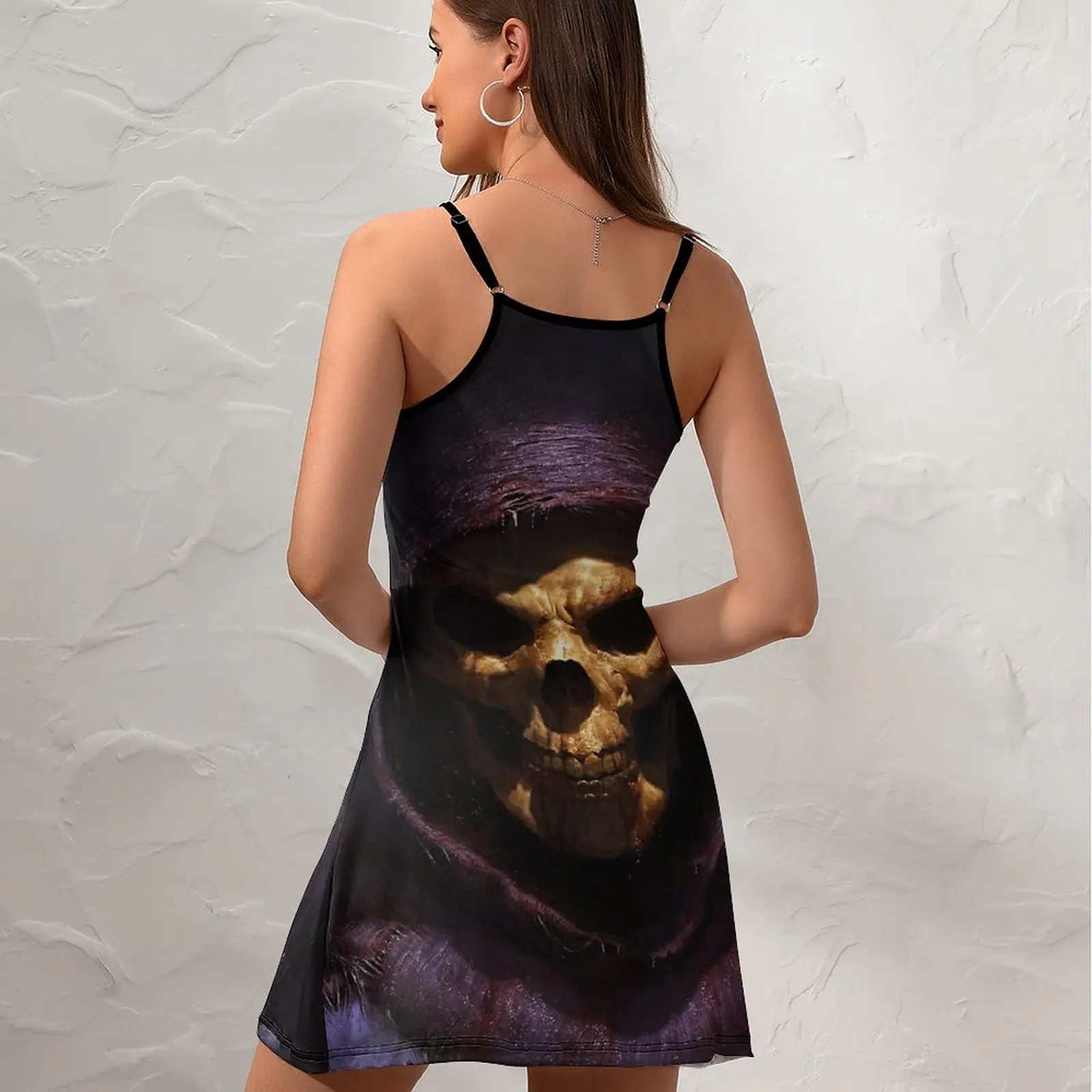 Skeletor Realistic Graphic For Sale Novelty Sexy  Woman's Gown  Women's Sling Dress Funny Novelty  Parties The Dress