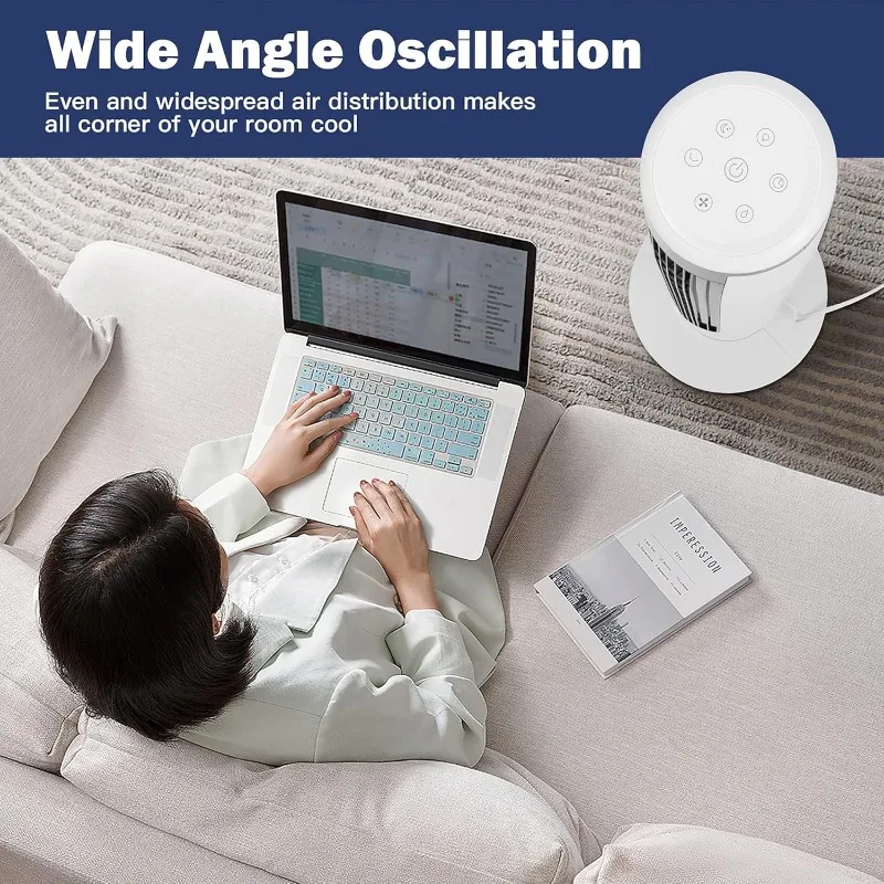 مروحة برجية DORTALA مقاس 41 بوصة، ومرطب هواء تبخيري 3 في 1 مع جهاز تحكم عن بعد، وشاشة LED، ومؤقت 9 ساعات، و4 عبوات ثلج، محمولة