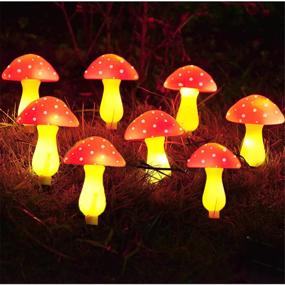 

8LEDS Solar Panel Mushroom Fairy Light Garden Outdoor Decor Waterproof Night Lamp Yard For Christmas Wedding Party Decoration