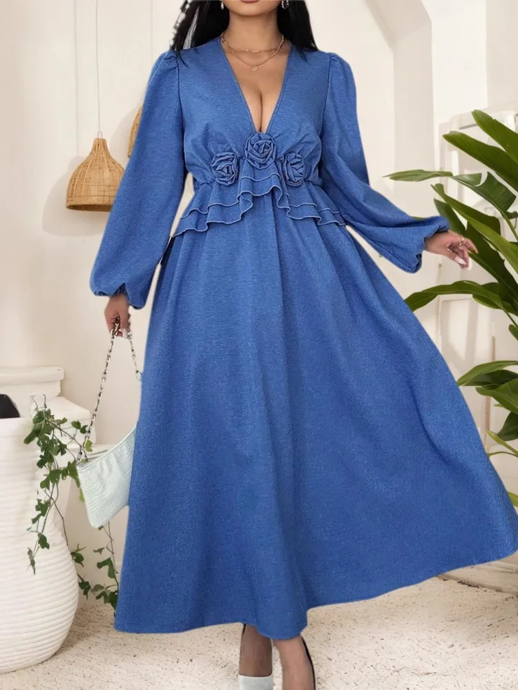 

XL-4XL Plus Size Clothes Dresses Women Robes Spring Autumn Long Sleeve Street Style Casual 3XL 4XL Big Size Maxi Dress Oversized