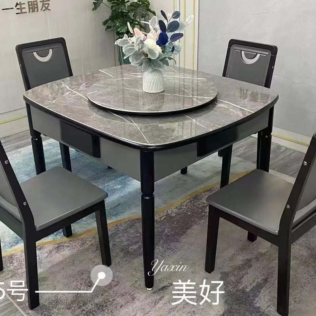 2025 new mahjong table household dining table mahjong machine automatic rock slab solid mahjong family hotel
