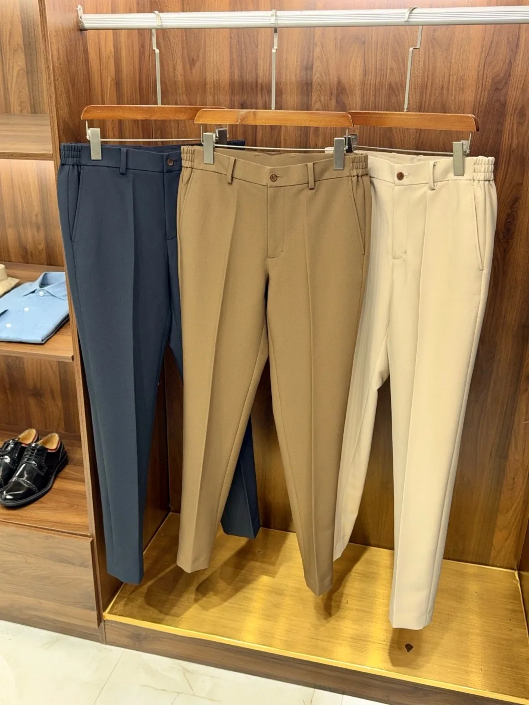 

50's Old Faioned Slim Fit Wool Silk Casual Trousers Straight Leg Men's Summer Commuter Pants mid Waist Zipper Closure