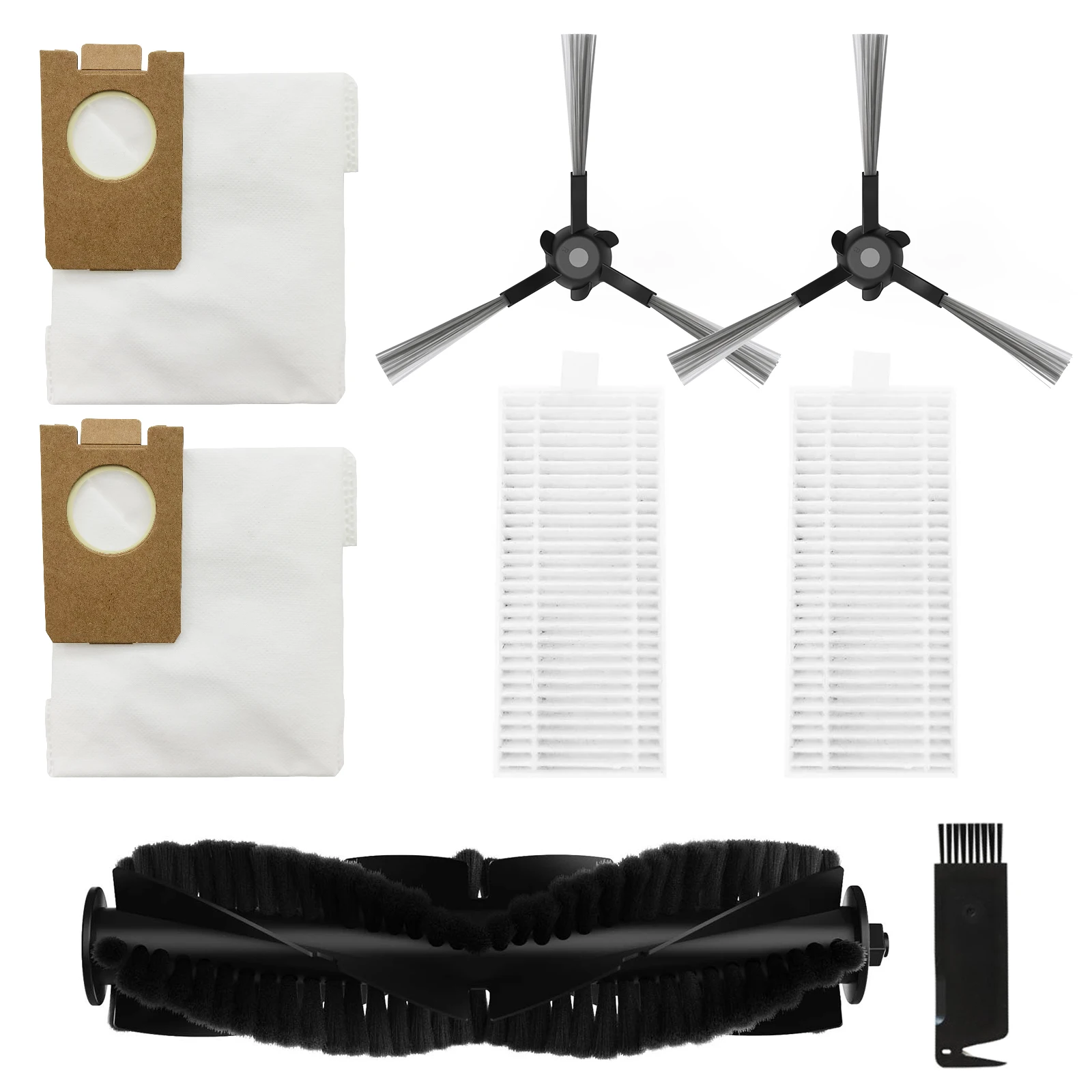 Replacement Kit Compatible with Verefa V60 Pro V60M Pro, Include 2X Dust Bag, 2X Side Brush, 2X Filter, 1x Roller Brush