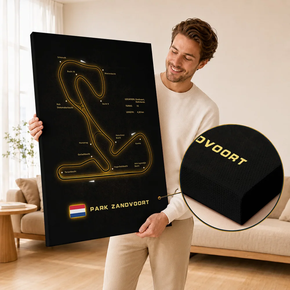 Circuit Zandvoort Canvas Poster Personalized Photo Dynamic Route Graphic Design Wall Art For Driver Studio Motorsport Fan Gift