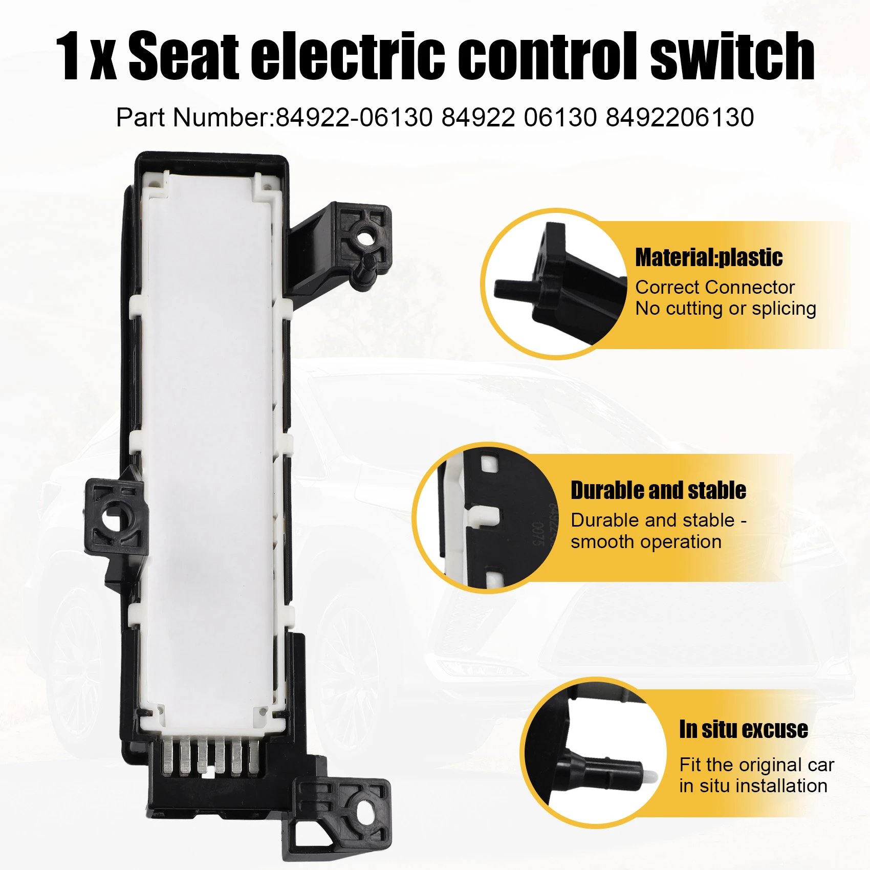 

Classy-FOR TOYOTA LEXUS CAMRY RAV4 Car Right Front Passenger Seat Electric Control Switch 84922-06130 8492206130