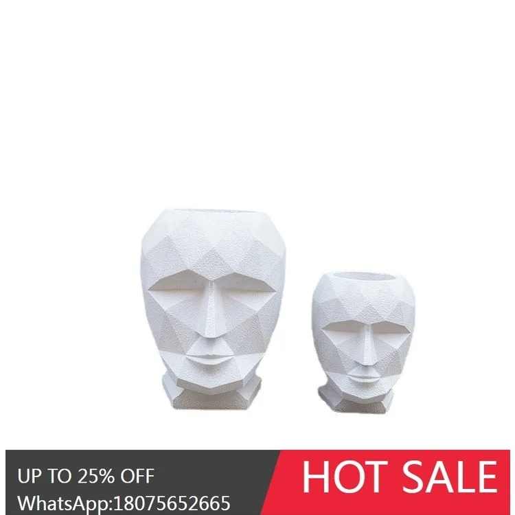MJY Simple Fiberglass Human Face Lobby Flower Pot Ornament Diamond-Shaped Portrait Landscape
