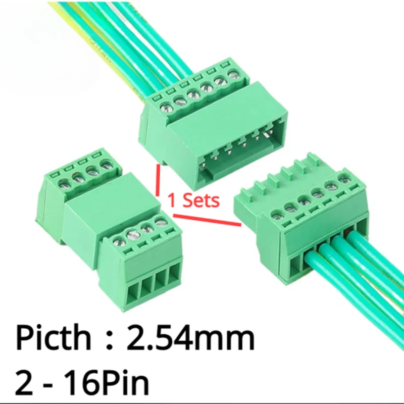 1set/lot 2EDGRK-2.54MM Micro Terminal Block Plug-in 15EDG 2P/3P/4P/5P-16P Male and Female Set Green Screw 2EDG-2.54mm Terminal