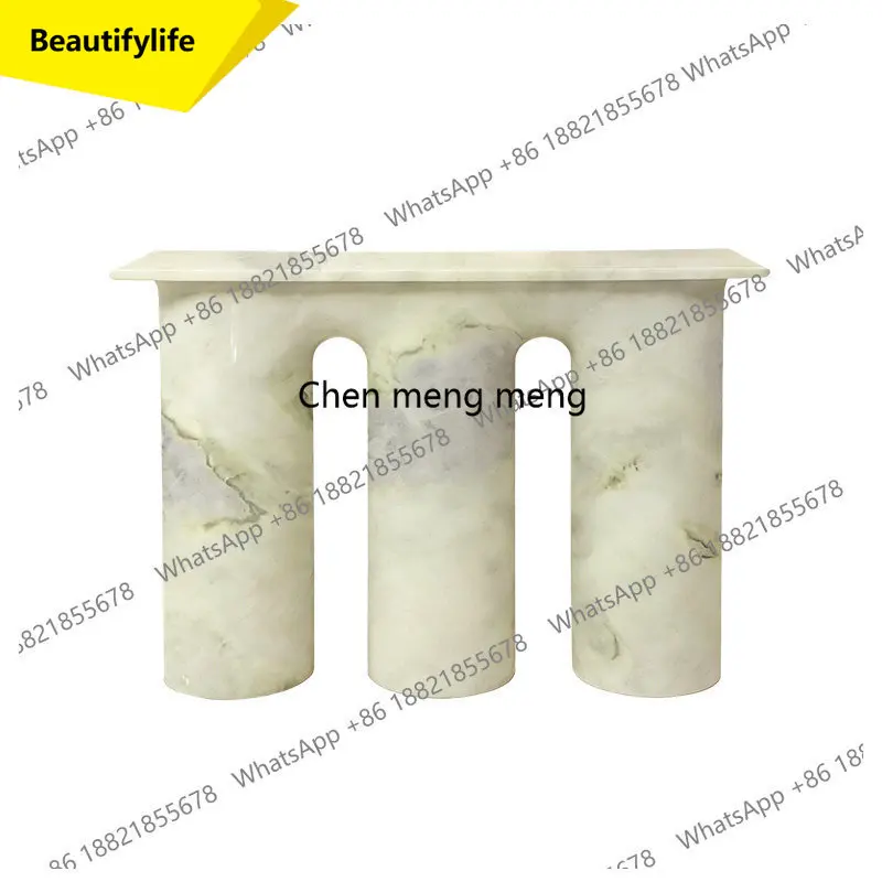 

Nordic home natural green marble entrance table designer light luxury villa marble a50