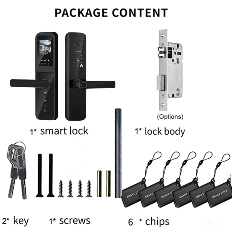 PHIPULO Tuya Wifi Digital Electronic Smart Door Lock With Biometric Camera IC Card Password Key Unlock For Smart Home