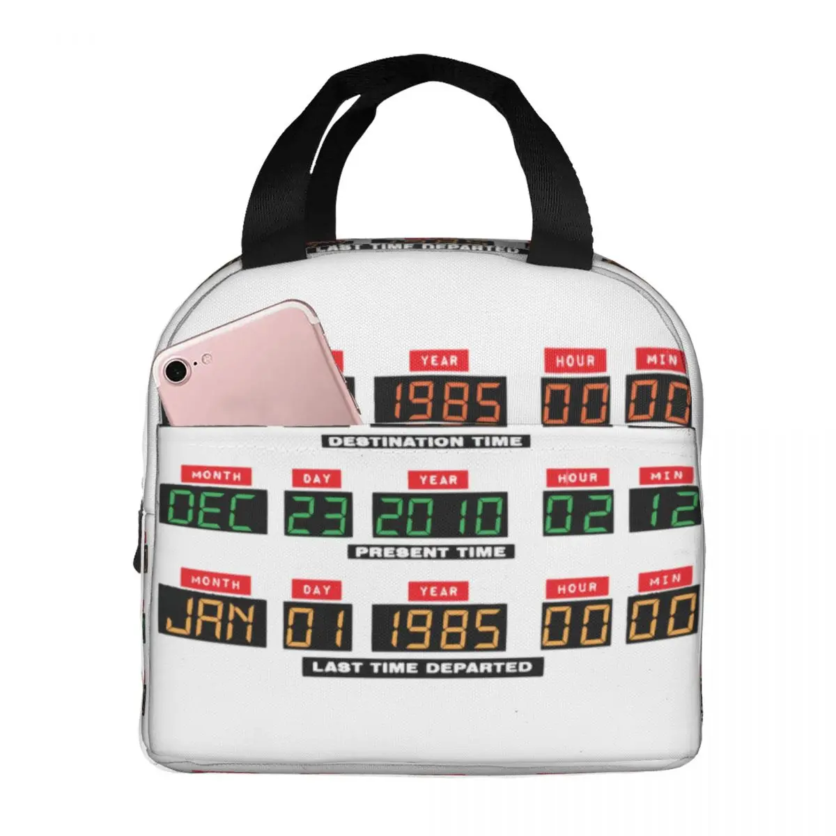 Back To The Future DeLorean Time Travel Console Lunch Bag Women Warm Cooler Insulated Lunch Boxes for Office