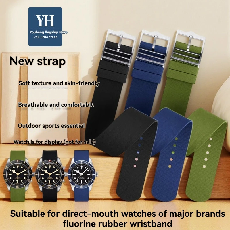 

Для встроенных ремешков из фторкаучука Tudor Black Bay IWC, Longines Conquest, водонепроницаемые спортивные браслеты из фторкаучука Omega 20 мм