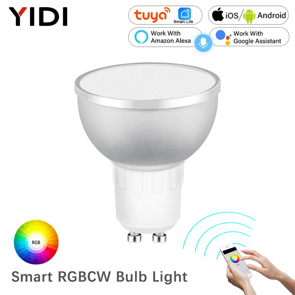 

Smart WiFi LED Light Bulb RGBCW Warm White Daylight Multicolor Remote Control Work with Alexa Google Home GU10 Voice Control