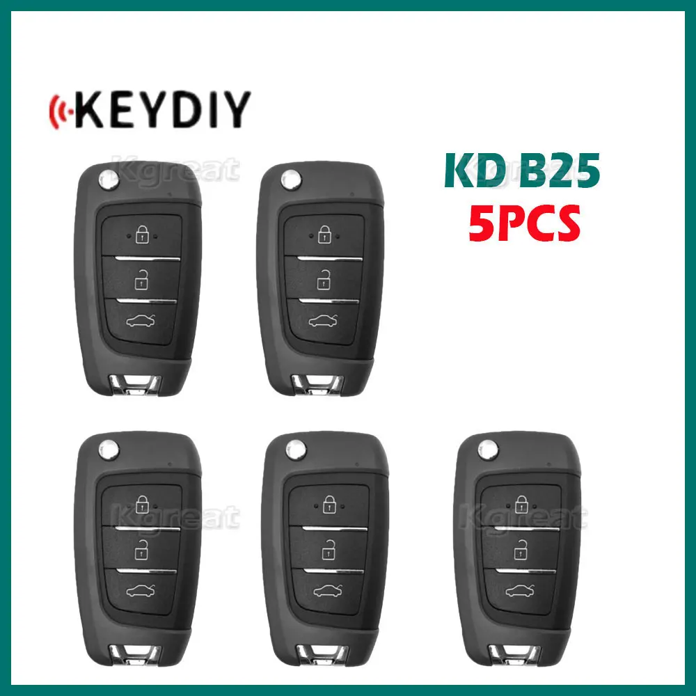 5pcs KEYDIY KD B25 Universal Car Remote Key 3 Buttons Multifunctional Car Remote Key for Hyundai Style KD300 and KD900 URG200