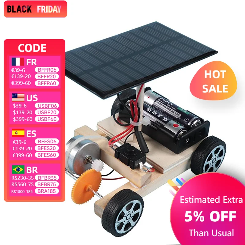 DIY Manual Assemble Solar Electric Vehicle Scientific Experiment Puzzle STEM Science And Education Model Creative Inventions