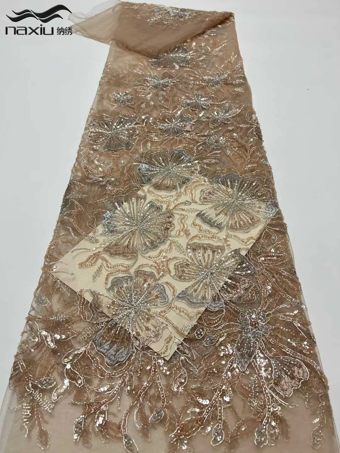 

Madison Luxury Sequins New Wedding Party Dress for Women Handmade Gradient Embroidery Net Lace with Beads High Quality Fabric