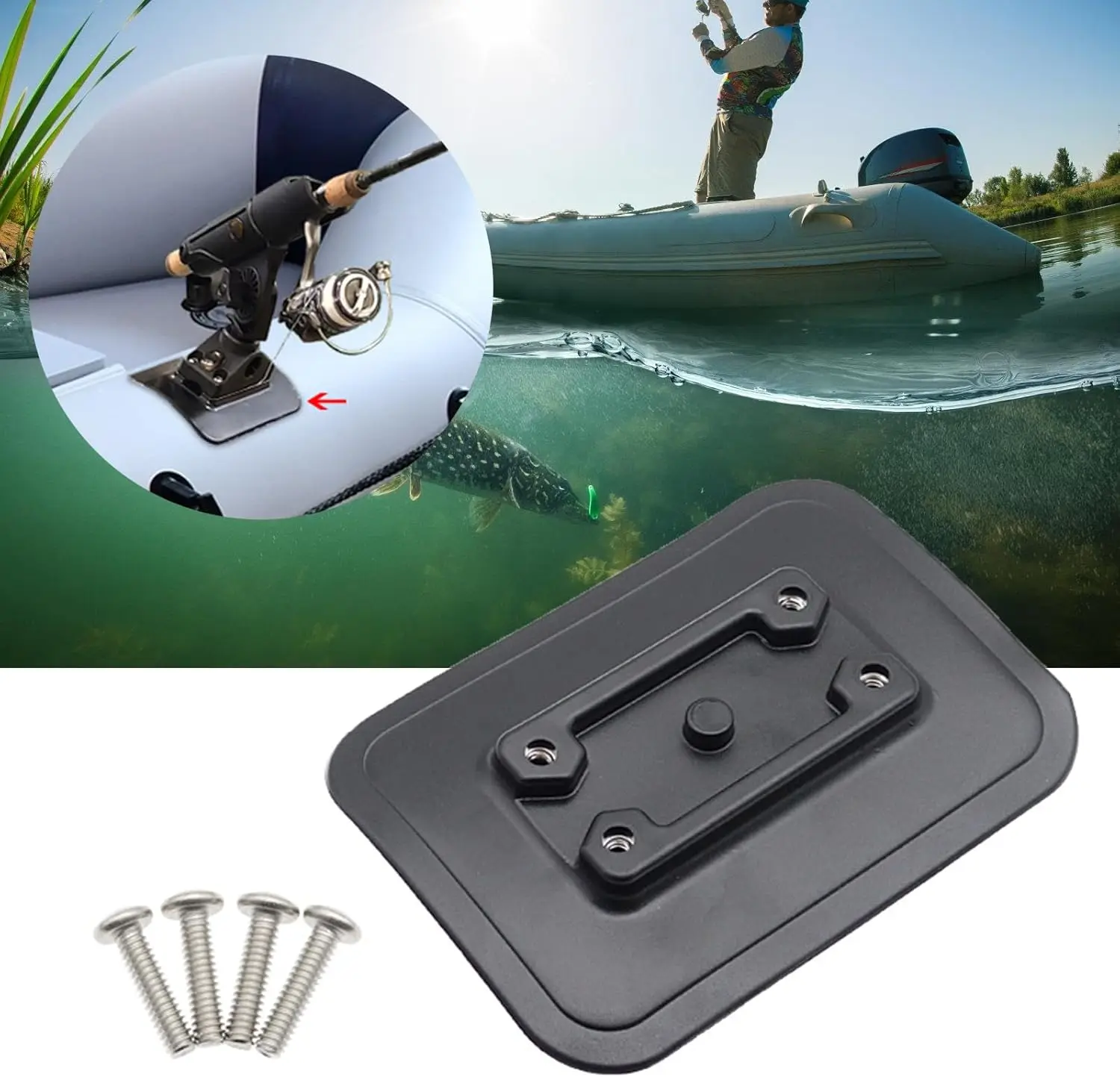 2Pcs Inflatable Boats Glues on Pad Kayaking Inflatable Boats Rod Holder Fish Finders Mount Fishing Tool Accessories
