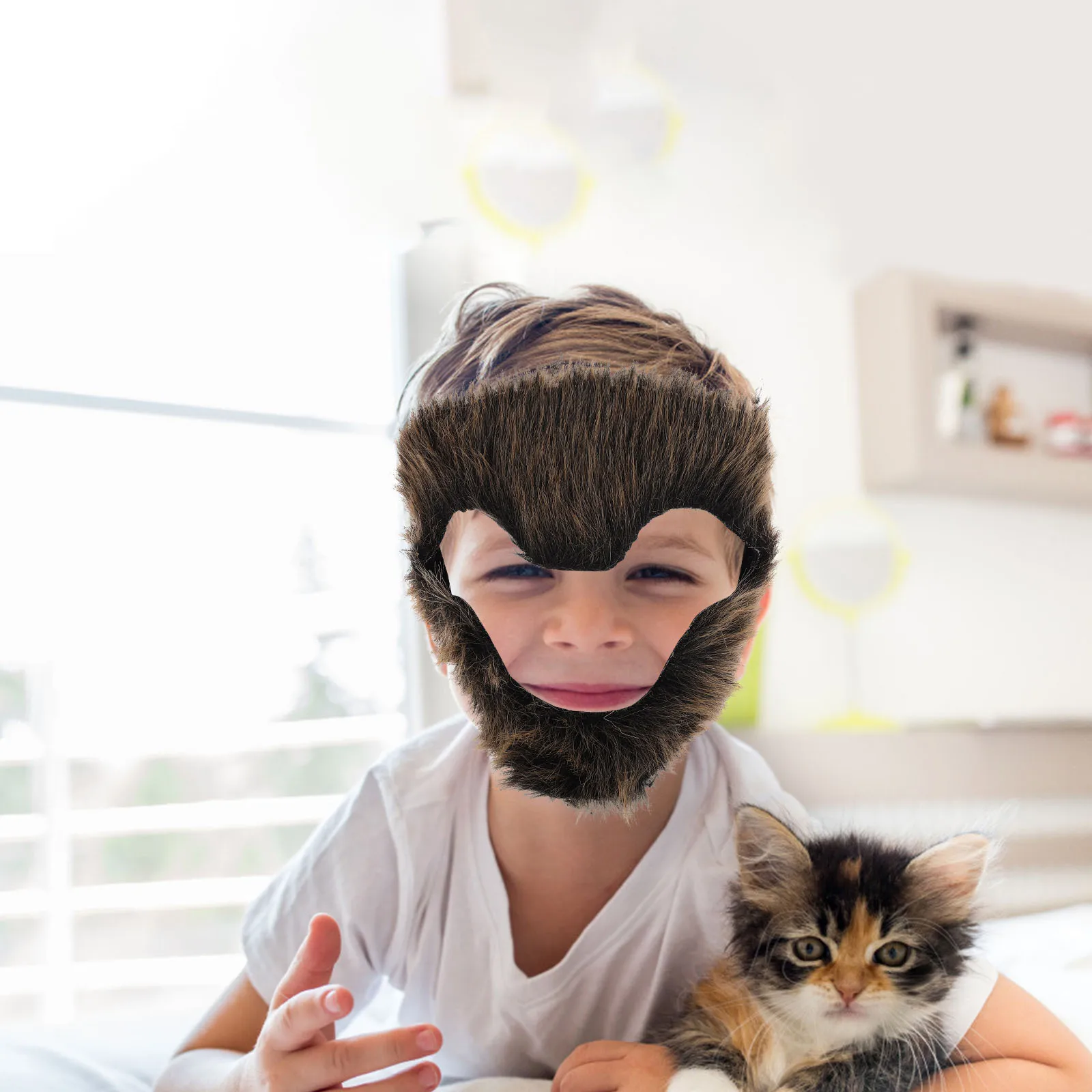 زي شعر لحية القرد للرجال، زي شعر الوجه الواقعي للحفلات التنكرية وعروض العطلات، مناسب بشكل مريح