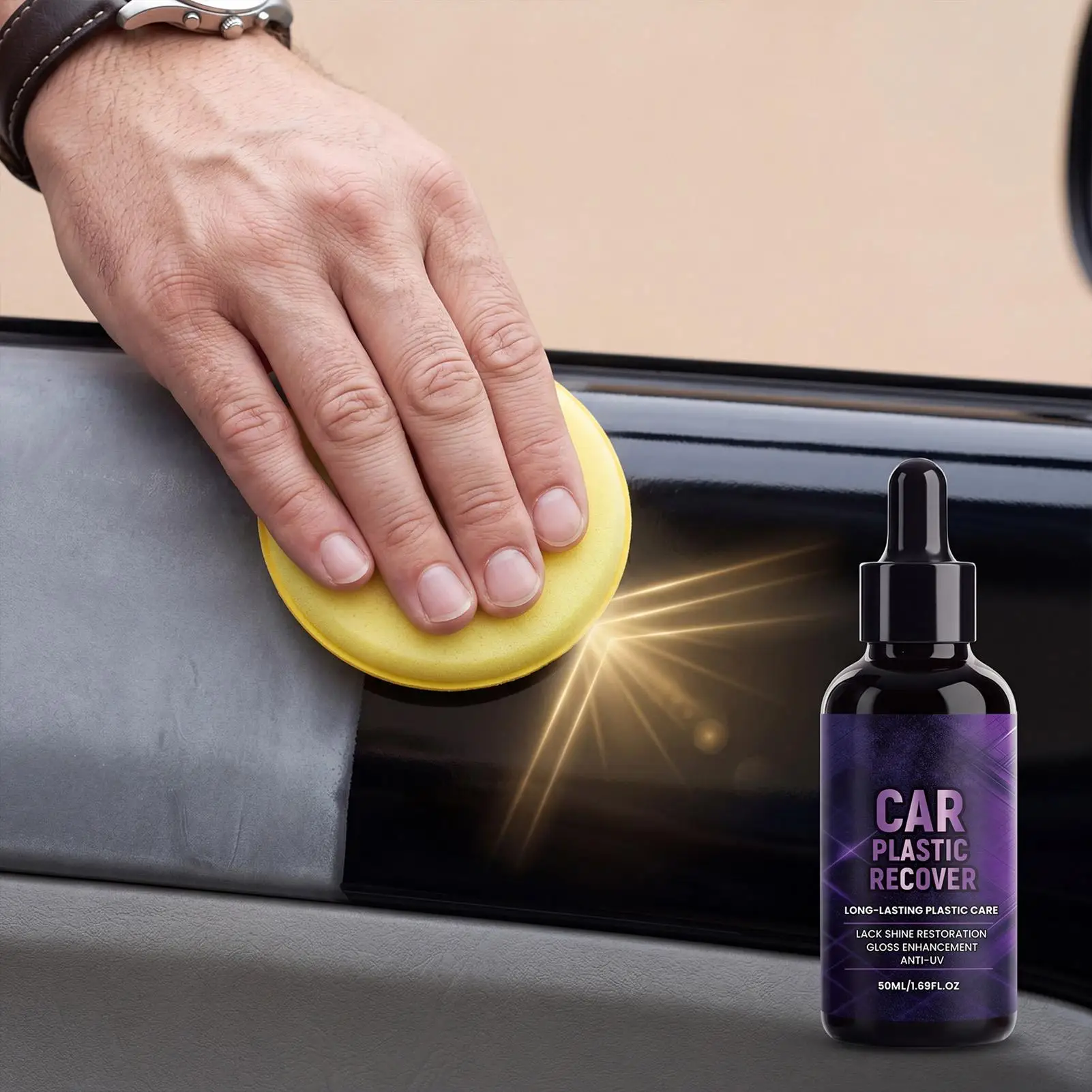

Black Trim Restorer 50ml Long Lasting High Gloss Dashboard Cleaner Exterior Polishing Kit for Detailing Maintenance Care