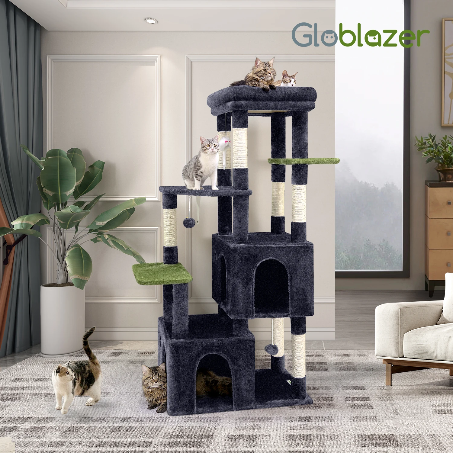 

F61 Cat Tower for Indoor Cats, Heavy Duty Cat Trees for Large Cats Adult Big Cats Maine Coon Cat Tree Tower with Scratching Post