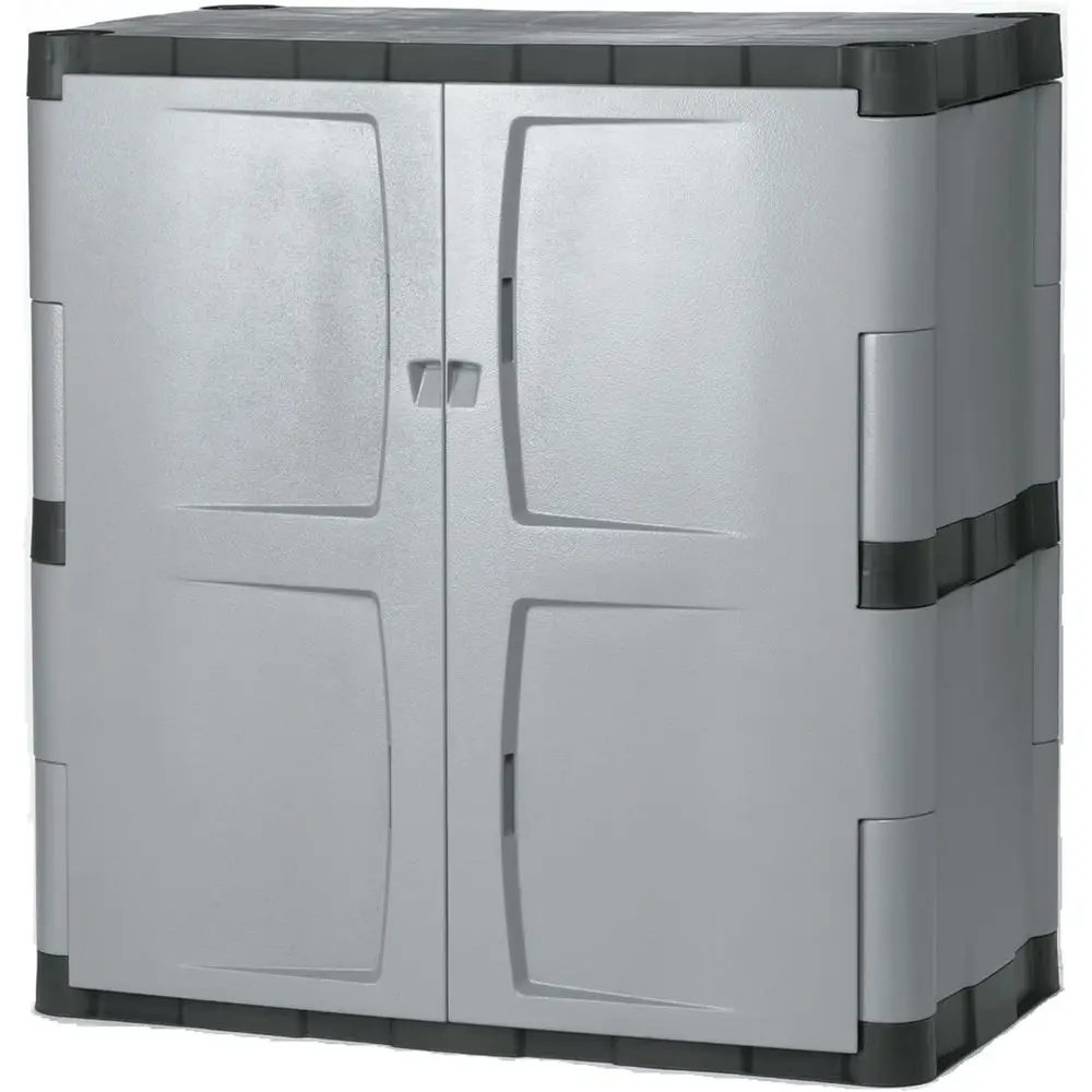 

Freestanding 18 Deep x 36 Wide x 37 High Medium Gray/Black Lockable Storage Cabinet for Indoor, Outdoor, and Garage Use