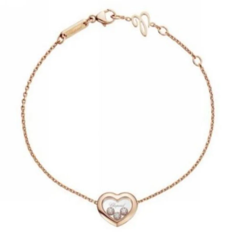 

Rose Gold Plated Heart Open Frame Chain Bracelet with Floating CZ Cluster & Adjustable Lobster Clasp