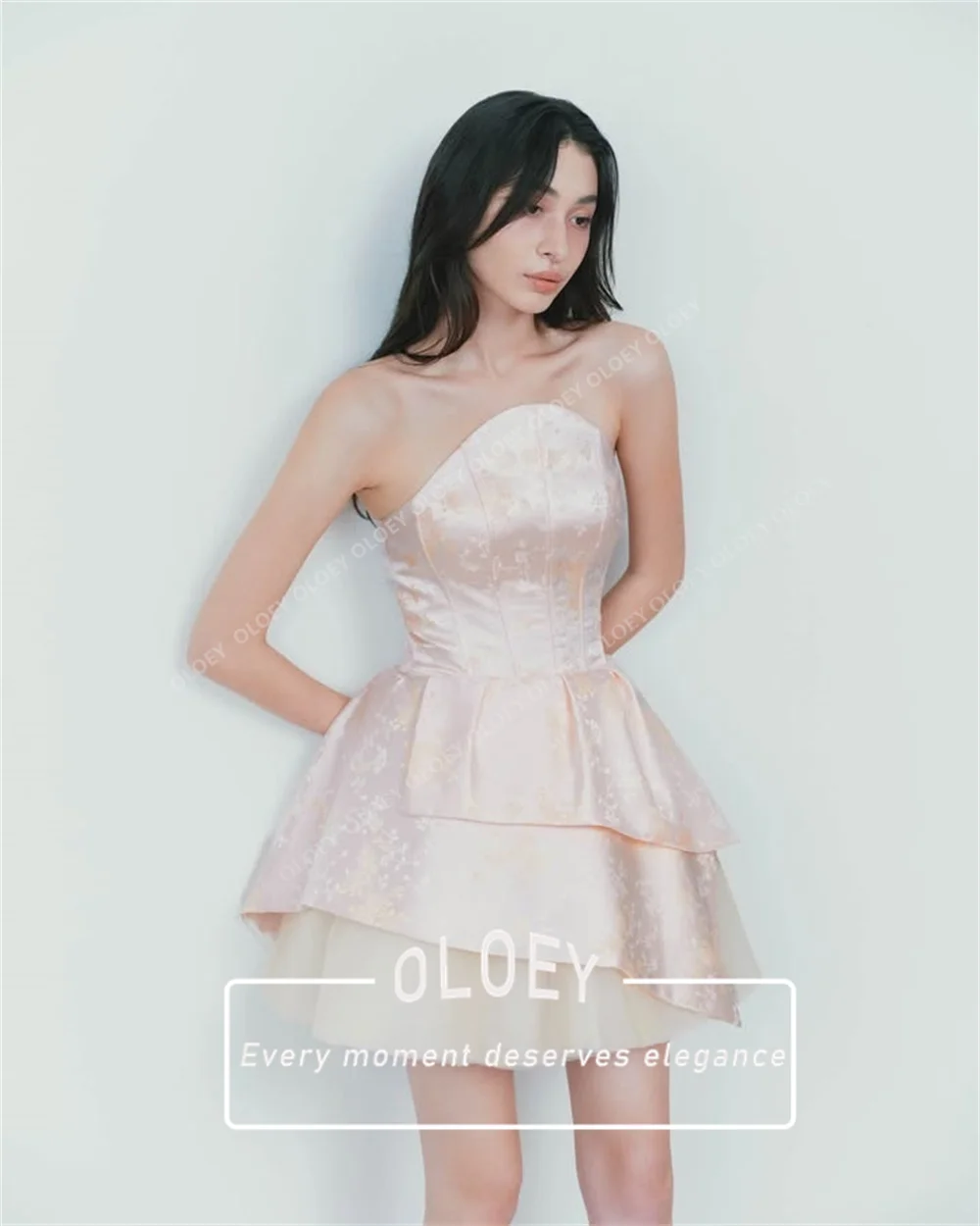 OLOEY Modern Strapless Short Prom Cocktail Dress Contrast Color A-Line Mini Homecoming Party Gown Customized Vestidos De Fiesta