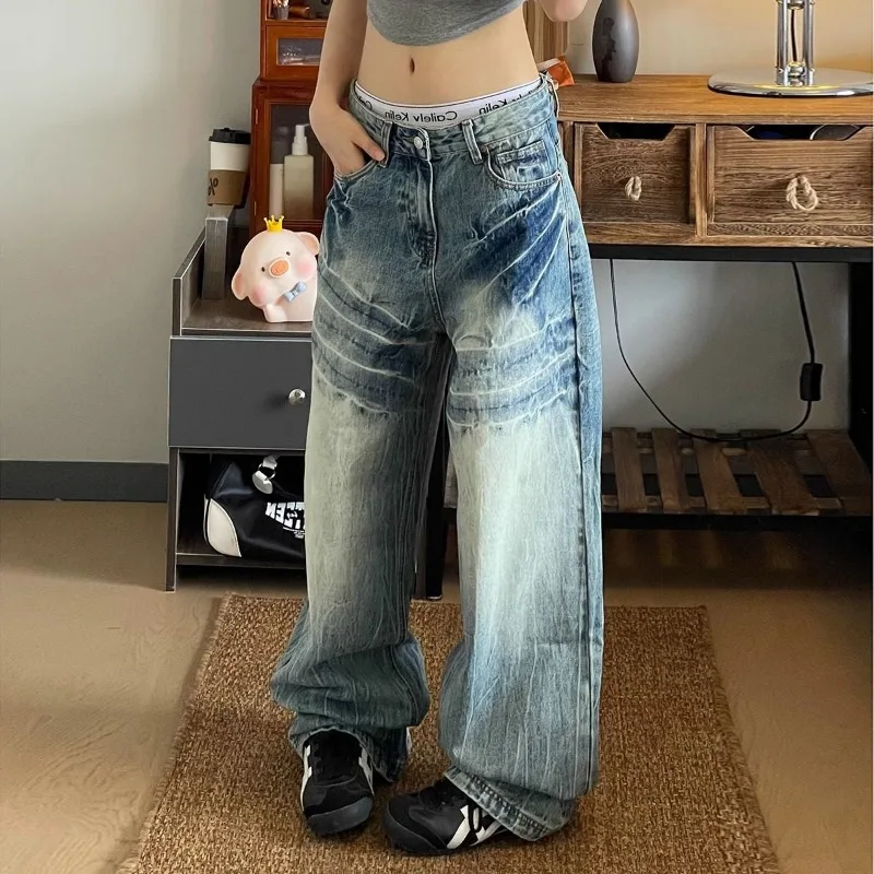 Deeptown Oversize Y2k Vintage Jeans Women  America Retro Harajuku Baggy Hip Hop Denim Pants Streetwear Fashion Casual Trousers